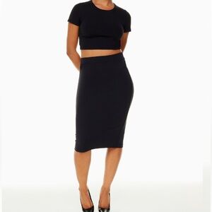 Babaton High Waist Contour Pencil Midi Skirt Black Medium